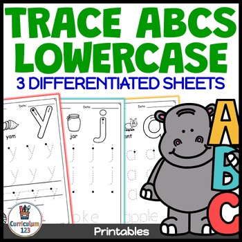 Preview of Lower Case Alphabet Tracing Handwriting Worksheets | Trace and Write Letters