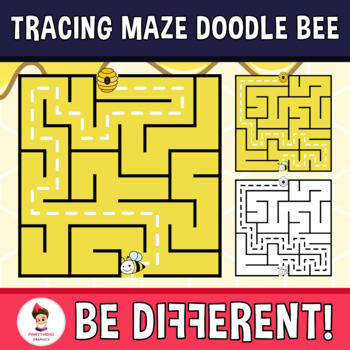 Preview of Tracing Maze Clipart Doodle Bee Guided Set Motor Skills Pencil Control Insect