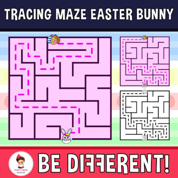 Preview of Tracing Maze Clipart Easter Bunny Guided Set Motor Skills Pencil Control April