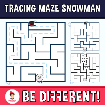 Preview of Tracing Maze Clipart Snowman Guided Set Motor Skills Pencil Control Winter