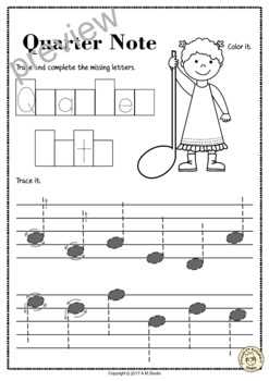 music symbols tracing music worksheets for kids tpt