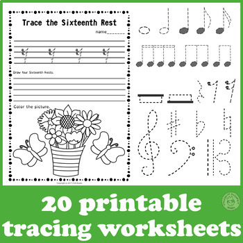 music symbols tracing music worksheets for spring tpt