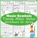 Music Symbols | Tracing Music Worksheets for Spring