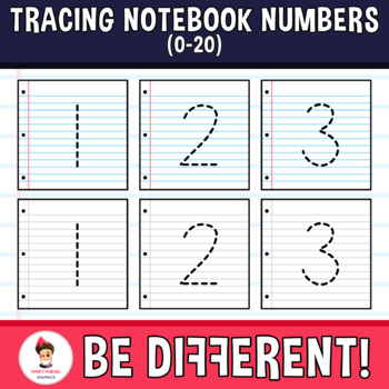 Preview of Tracing Notebook Numbers Clipart 0-20 Motor Skills Pencil Control Back To School