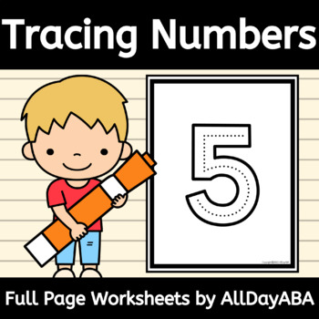 Preview of Tracing Numbers 0 to 50 with Full Pages and Large Text for ABA and OT