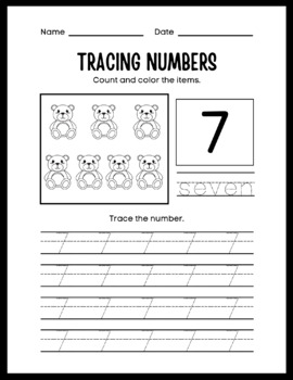 Tracing Numbers 1-10 And Color Worksheet by Ary Learning Studio | TPT
