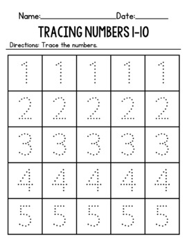 Tracing Numbers 1-10 Worksheets - Free Printable For Pre-k and Kindergarten