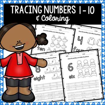 Preview of Tracing Numbers 1-10 l Coloring pages - Free