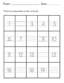 Tracing Numbers 1-20 And Fill In the Missing Number 1-20 by Mewda Worksheet