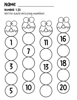 Tracing Numbers 1-20 Fill in the Missing Numbers and dot to dot | TpT