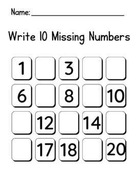 Tracing Numbers 1-20 | Fill in the missing number 1-20 | Writing ...