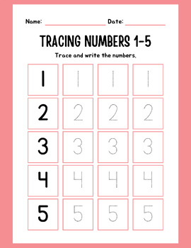 Preview of Tracing Numbers 1-5