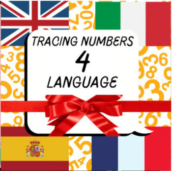 Preview of Tracing Numbers Handwriting worksheets (English+Italian+Spanish+French)