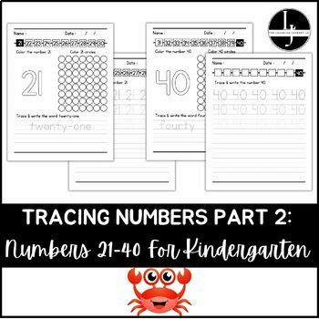 Tracing Number 21 - 40 - Worksheet Digital