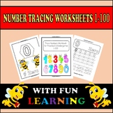 Tracing Numbers Printable Worksheets Pdf 1-100 For Primary