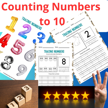 Preview of Tracing Numbers Worksheets: 0 to 10 for PreK - K - 1st