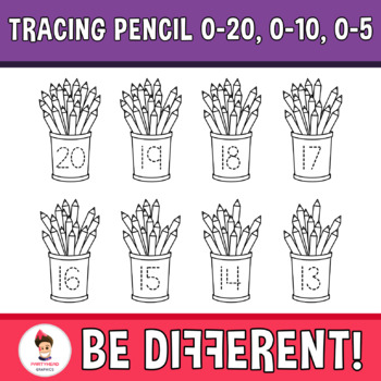 Tracing Pencil Clipart Numbers 0-20, 0-10, 0-5 Back To School Fine Motor  Skill