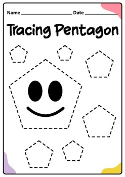 Tracing Pentagon Shapes Worksheet for Kids, Printable PDF by CG Education