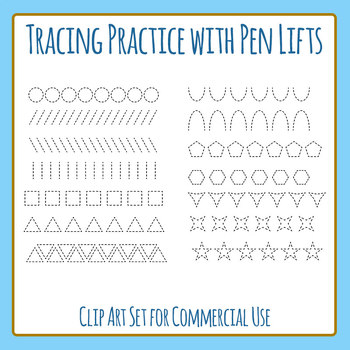 tracing practice rows with pen lift for pencil control clip art commercial use