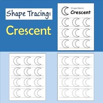 Preview of Tracing Shape: Crescent, Worksheet to Trace the Crescent Shape