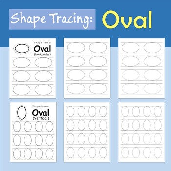Preview of Tracing Shape: Oval (Horizontal/Vertical, Worksheet to Trace the Oval (H/V)Shape