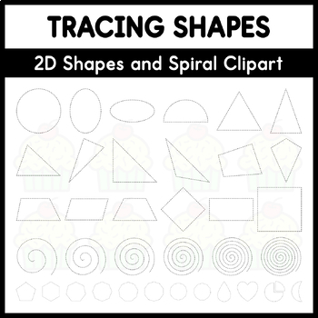 Preview of Tracing Shapes - 2D Shapes and Spiral Clipart