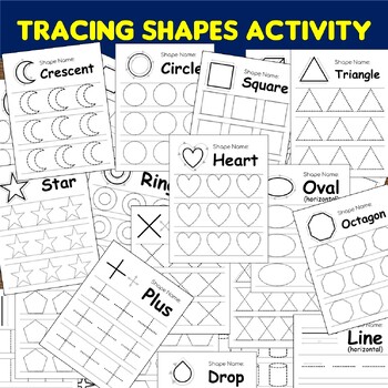 Preview of Tracing Shapes Activity: Worksheets to Trace Different Shapes