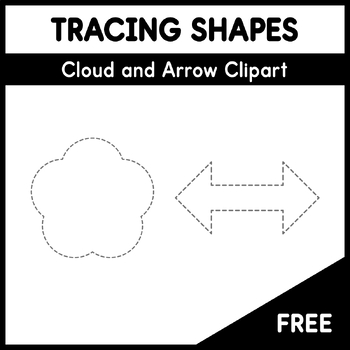 Preview of Tracing Shapes - Cloud and Arrow Clipart - Free