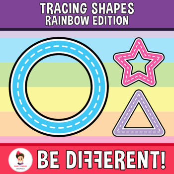 Preview of Tracing Shapes Rainbow Edition Clipart Fine Motor Skills Pencil Control Geometry
