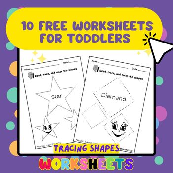 Shape Tracing Worksheet for Kindergarten, Preschool. Learn to Trace Shapes,  Montessori Activity, Easy Printable