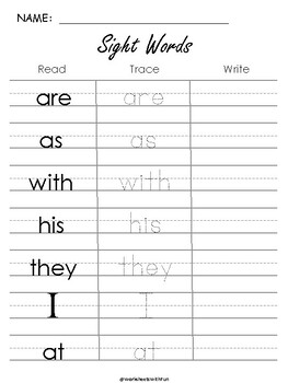 Tracing Sight Words ( Reading Strategies) by Teacher Publishing Corner