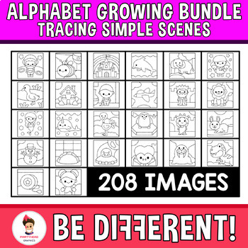 Preview of Tracing Simple Scenes Alphabet Clipart Letters Fine Motor Skills Bundle