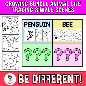 Preview of Tracing Simple Scenes Clipart Animals Life Growing Bundle