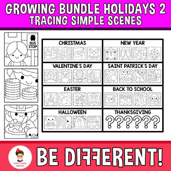 Preview of Tracing Simple Scenes Clipart Holidays Growing Bundle 2 St. Patrick's Day