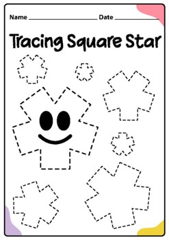 Tracing Square Star Shapes Worksheet for Kids, Printable PDF by CG ...