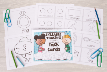 Speech Therapy - Tracing Task Cards: One, Two, & Three Syllable Words