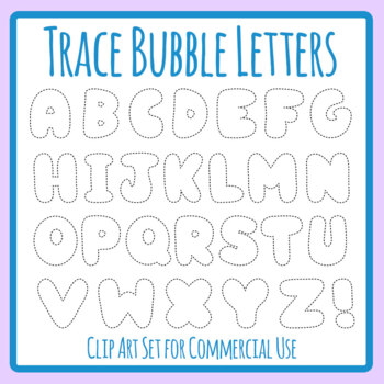 Tracing Uppercase Bubble Alphabet Letters - Dashed Outlines Clip Art ...