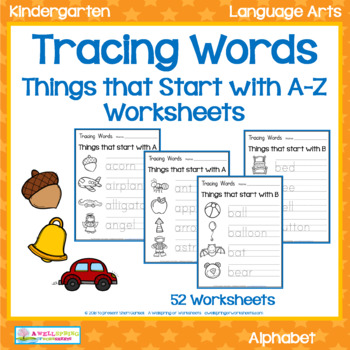 Preview of Tracing Words - Things that Start with A-Z