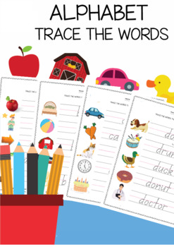 Preview of Tracing Words - Things that Start with A-Z - Alphabet Practice Pages •