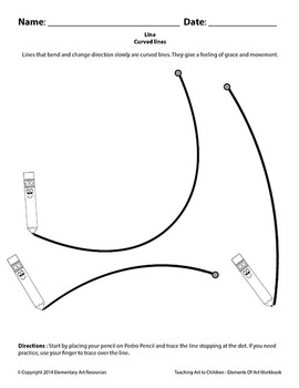 Tracing Worksheet Drawing Curved Lines Visual Elements Of Art Tpt