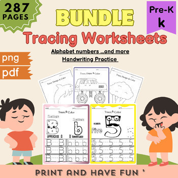 Preview of Tracing Worksheets booklet,Numbers, shapes,animales, alphabet tracing sheet