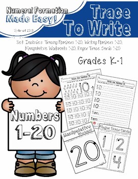 Preview of Tracing and Writing Numbers 1-20 (with Finger Trace Cards)