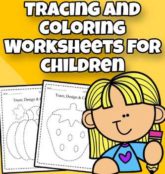 Preview of Tracing and Coloring Worksheets For Kids.