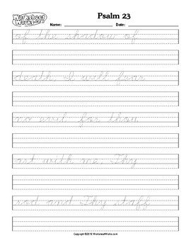 Tracing and Cursive handwriting Practice Psalm 23 | TPT