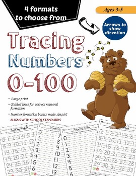 Preview of Tracing Numbers 1-100 | Writing Numbers 1-100 | Large Print with Visual Cues