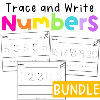 Preview of Tracing and Writing Numbers to 20 Worksheet Bundle