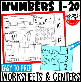 Preview of Number Sense Worksheets Writing Numbers 20 Representing numbers different ways