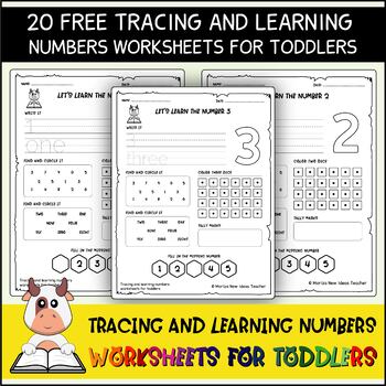 Preview of Tracing and learning numbers worksheets for toddlers