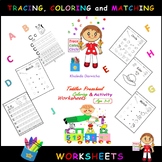Tracing, coloring and matching worksheets for toddlers