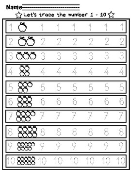 Tracing number 1-10 by Share Fun Learnings | TPT